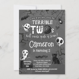 Terrible Two Black & White Spooktacular Halloween Inbjudningar