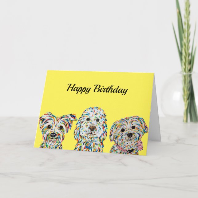 Terrier Cockapoo Yorkie Bichon Birthday-kort Kort (Framsida)