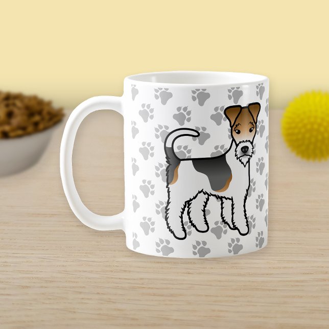 Terrier Cute Tecknad hund i trefärgstråd Kaffemugg (Skapare uppladdad)