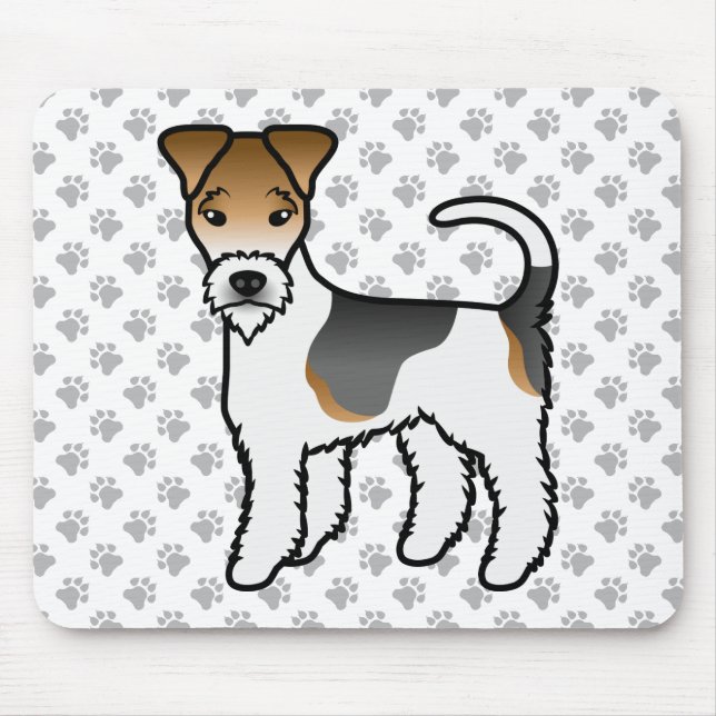 Terrier Cute Tecknad hund i trefärgstråd Musmatta (Framsidan)