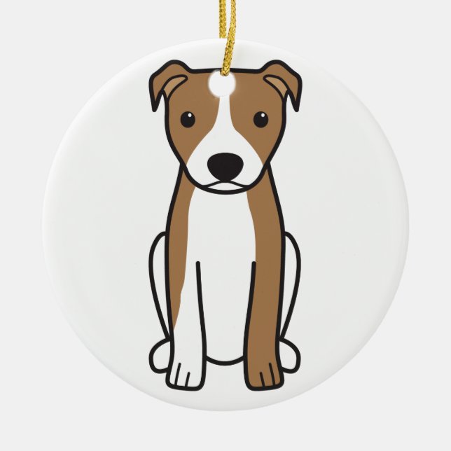 Terrier för amerikangroptjur (det naturliga öron) julgransprydnad keramik (Framsidan)