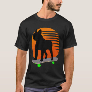 Terrier - Fransk Bulldog Skateboarding over A Sol T Shirt