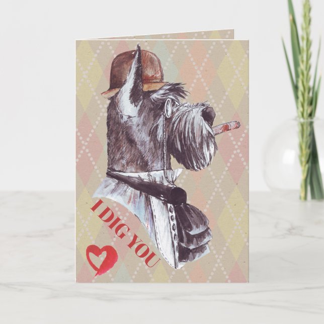 Terrier Gentleman Hund Jag Gräver Dig Helgkort (Framsida)