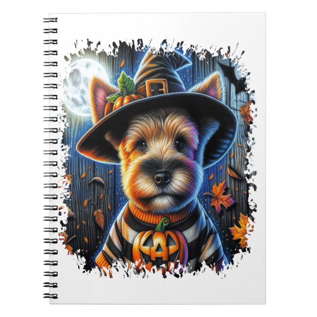 Terrier Hund Halloween Square Anteckningsbok (Framsidan)