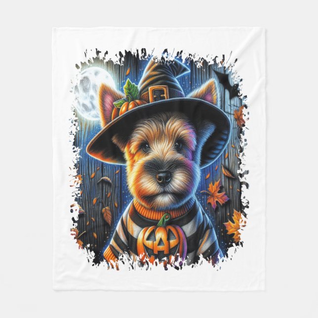 Terrier Hund Halloween Square Fleecefilt (Framsidan)