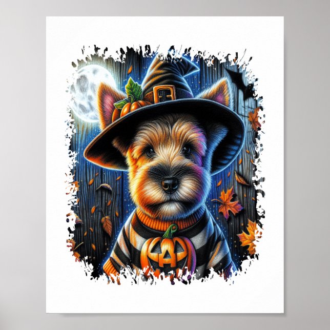 Terrier Hund Halloween Square Poster (Framsidan)