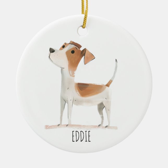 Terrier Hund Julgransprydnad Keramik (Framsidan)