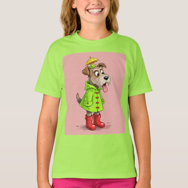 Terrier i en regnrock, av Natasha Us T Shirt (Framsida)