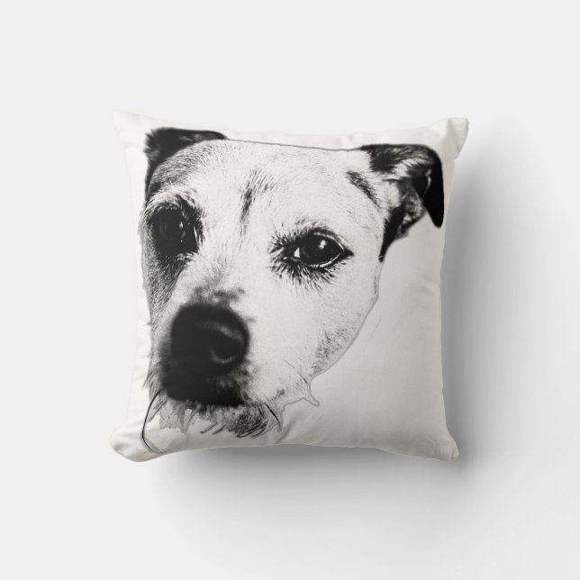 Terrier Mix Close Art Dekorativ kudde (Framsida)