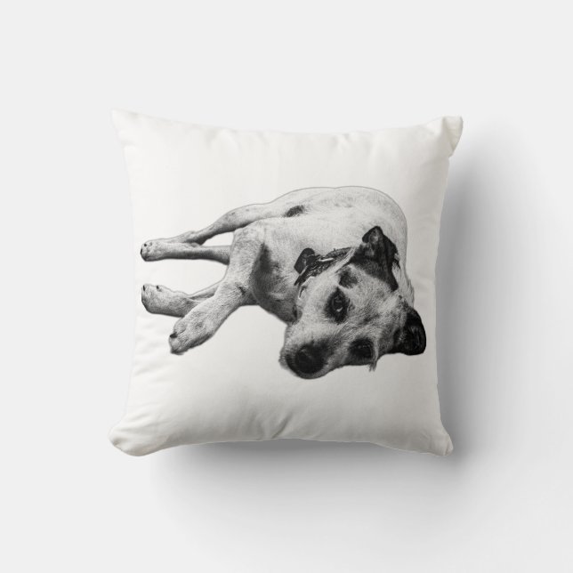Terrier Mix relaxed Side Pose Dekorativ kudde (Framsida)