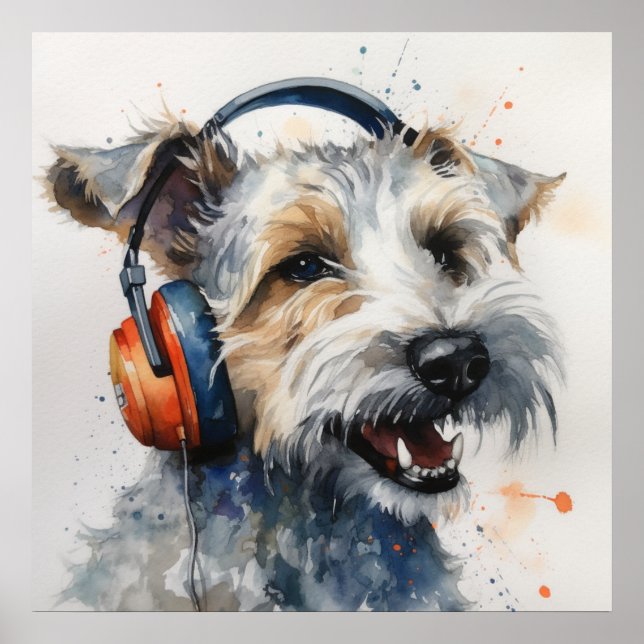 Terrier Music Factory Hörlurar Konst Poster (Framsidan)