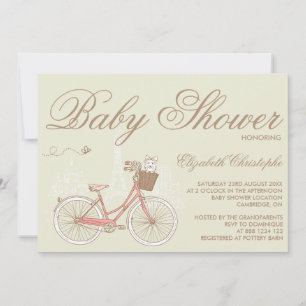 Terrier på en Rosa Bicycle Baby Shower-inbjudan Inbjudningar