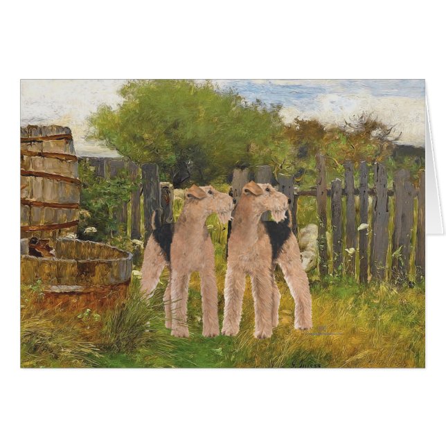 Terrier på gården hälsningskort (Framsidan Horizontal)