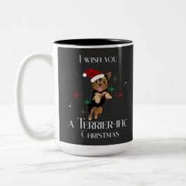 Terrier-Perfekt Jul Cute Hund Pun Två-Tonad Mugg