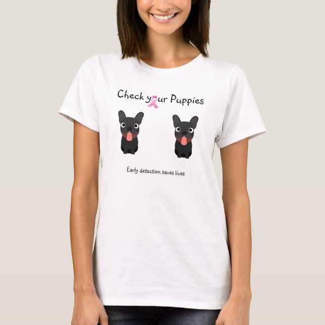 Terrier Puppies Breast Cancer Awareness T-Shirt (Framsida)