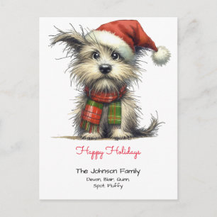 Terrier Puppy i Santa Hat Glad helg Vykort