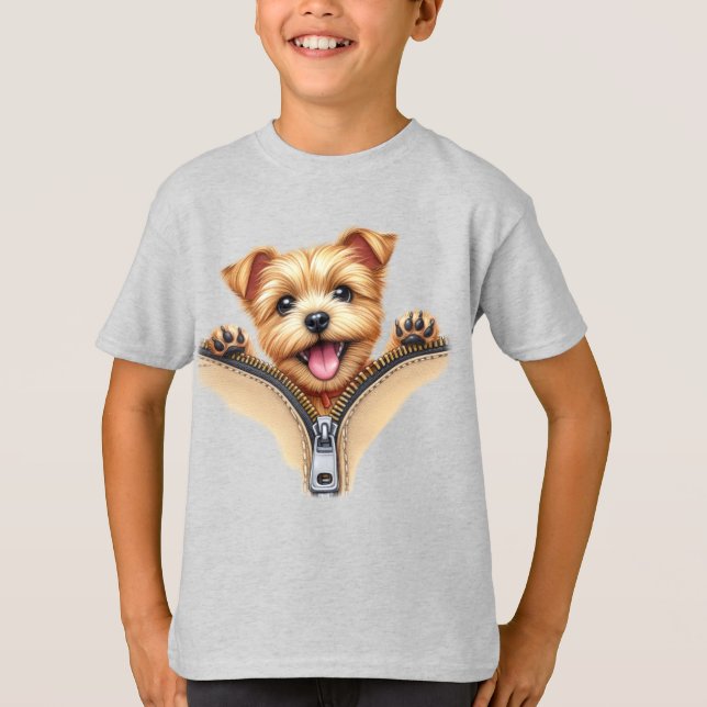 Terrier puppy in Zipper Pocket Kids' Basic T-Shirt (Framsida)