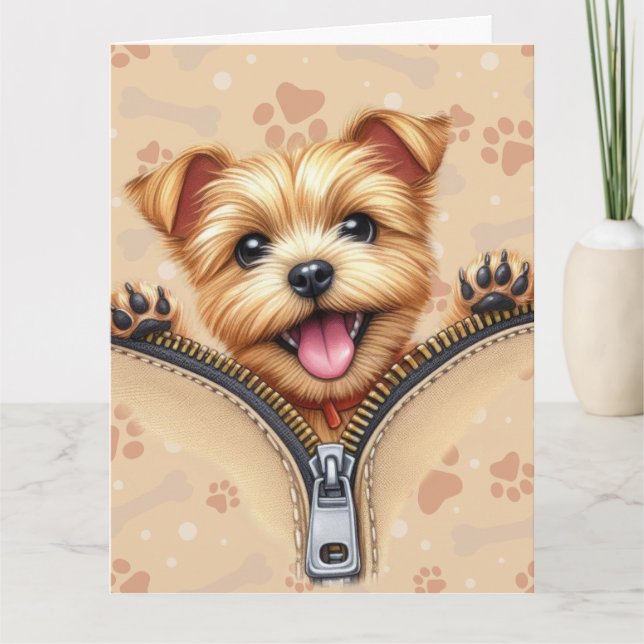 Terrier Puppy in Zipper Pocket Kort (Framsida)