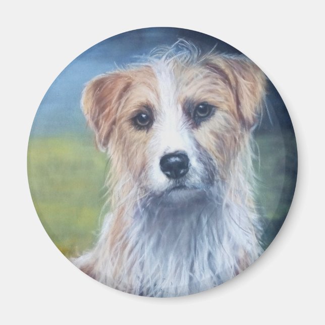 Terrier puppy vid sunset magnet (Framsidan)