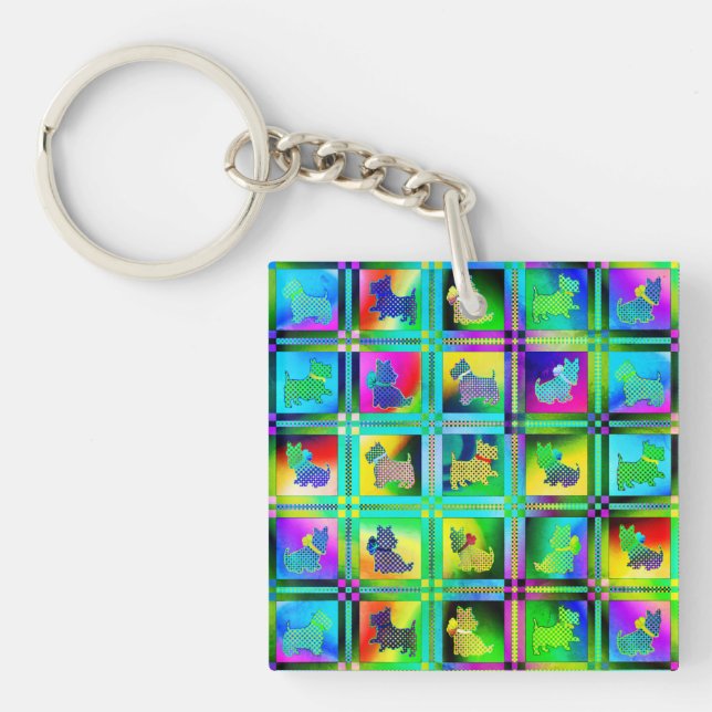 Terrier Silhouettes i Checkeboard Mönster (Framsidan)