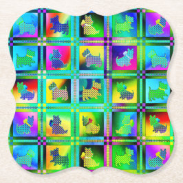 Terrier Silhouettes i Checkeboard Mönster Underlägg Papper