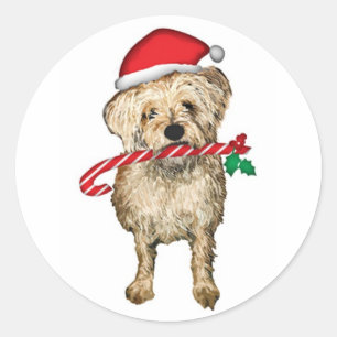 Terrier söt öron Santa Sticker Runt Klistermärke