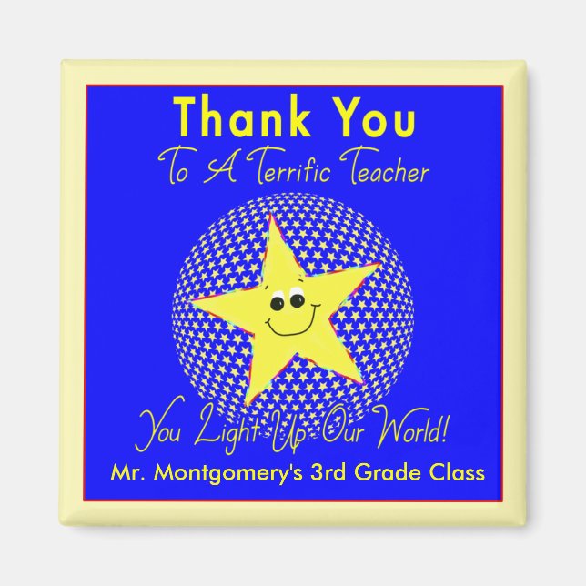 Terrific Star Teacher Tack från klass Magnet (Framsidan)