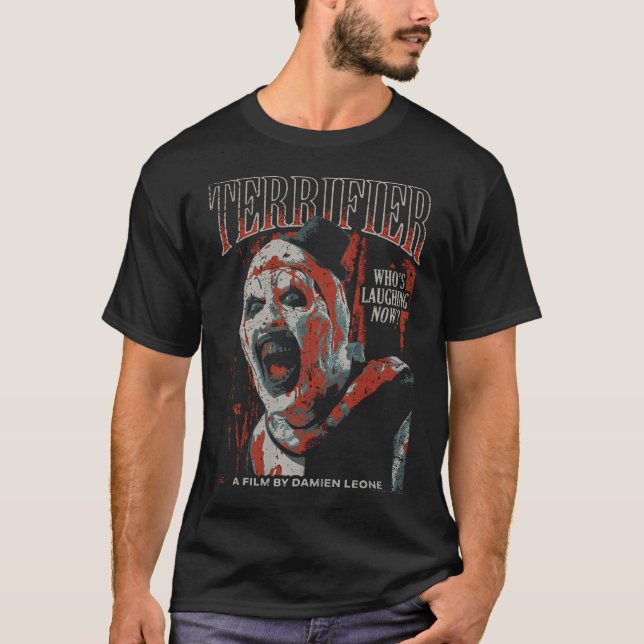 Terrifier Distressed Art Clownen Röd Ton T Shirt (Framsida)