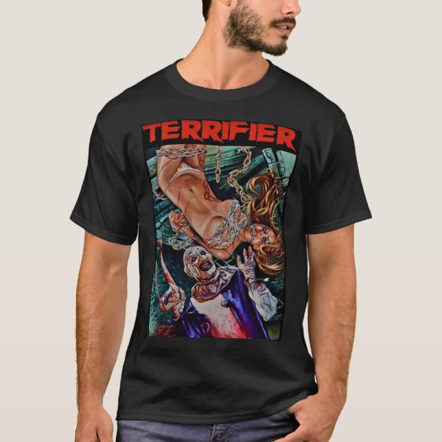 Terrifier movie horror art the clown 162 t shirt (Framsida)