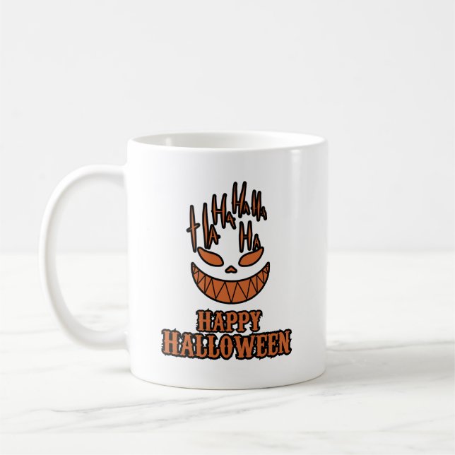Terrifierande Halloween Ansikte Skräck Mörk  Spook Kaffemugg (Vänster)