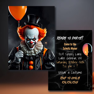 Terriking Clown Holding Balloons Halloween fest
