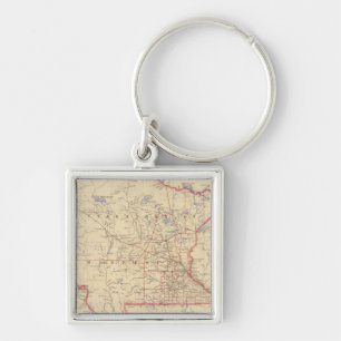 Territoriet Minnesota Fyrkantig Silverfärgad Nyckelring