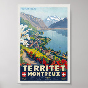 Territoriet Montreux Vintage affisch 1924