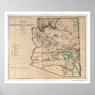 Territorium av den Arizona kartan 1876 Poster