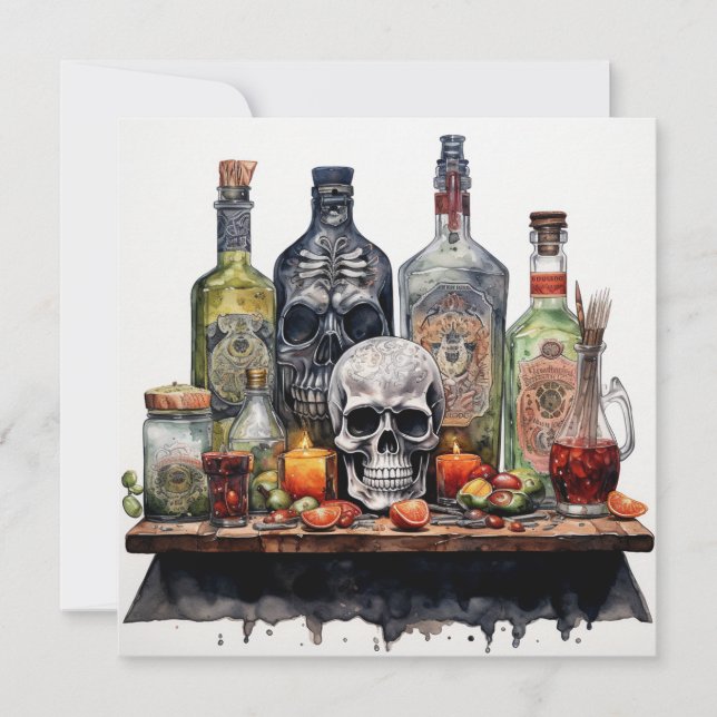 👻 Terror & Tequila Party 🍹 👻: Halloween Inbjudningar (Framsida)