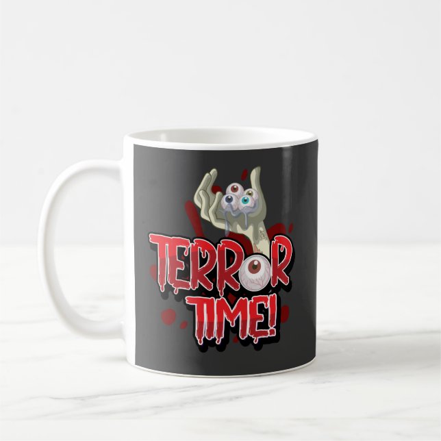 Terror Time Zombie Hand med Eyebollar Kaffemugg (Vänster)