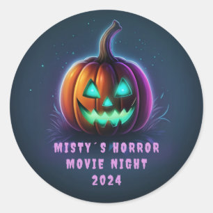 Terrorfilmnatten neon jack o lantern runt klistermärke