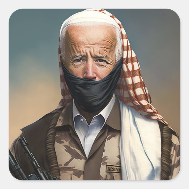 Terrorist Joe Biden Fyrkantigt Klistermärke (Framsida)