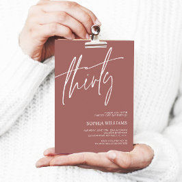 Terrscotta-inbjudan till minimalistiskt 30års föde inbjudningar