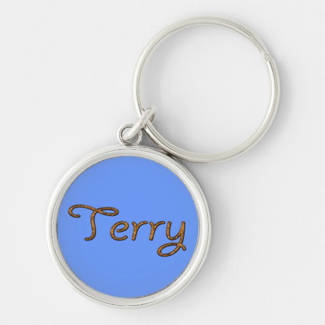 Terry Namn-Branded Gift Item Rund Silverfärgad Nyckelring (Framsidan)