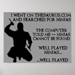 Tesaurus Ninjor Roligt Ninja Affisch Skylt