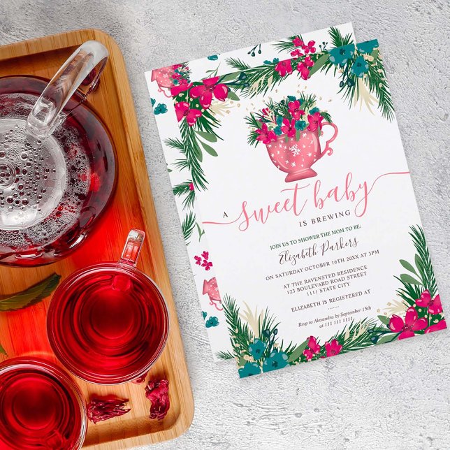 Tesdusch för Cute vinterjulklumma Inbjudningar (Skapare uppladdad)