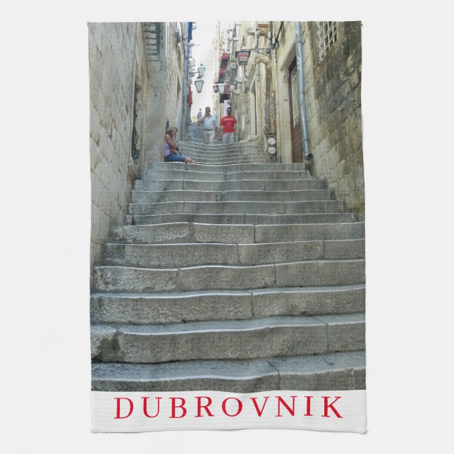 Teshandduva av stentrappor i Dubrovnik Kökshandduk (Vertikal)