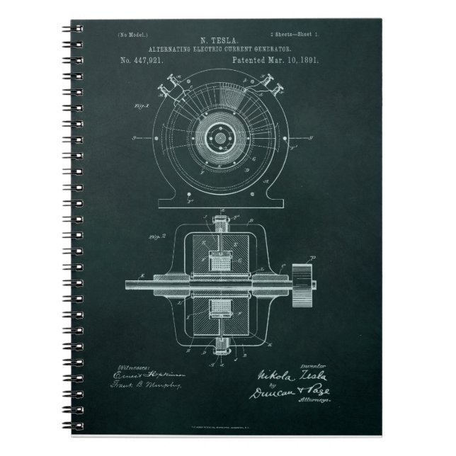 Tesla AC Motor Blueprint Anteckningsbok (Framsidan)