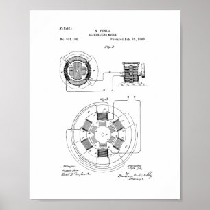 Tesla alternerande motorpatent poster