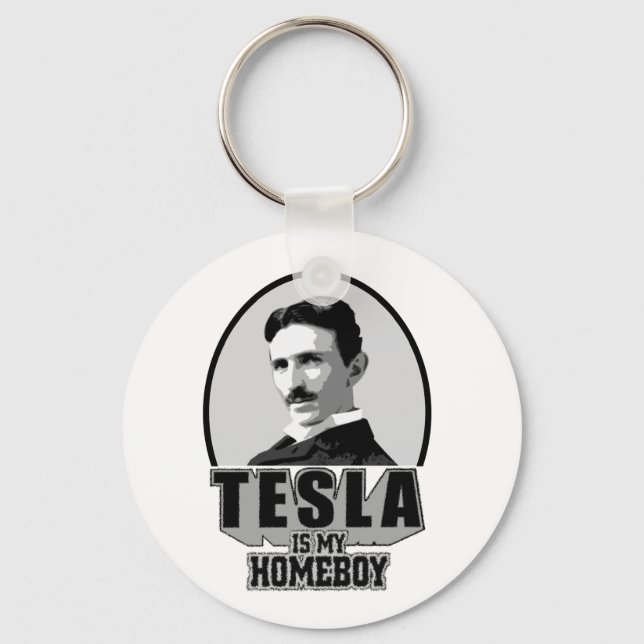 Tesla är min hempojke nyckelring (Framsida)