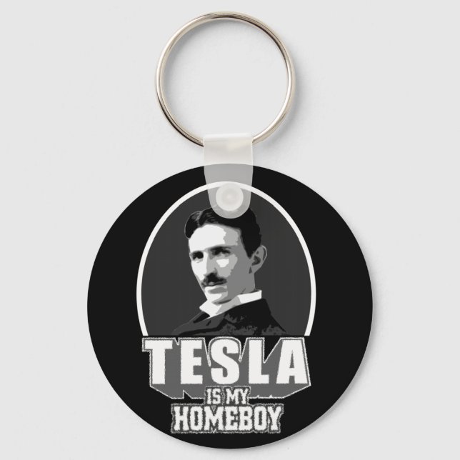 Tesla är min hempojke nyckelring (Framsida)