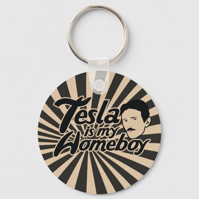 Tesla är min Homeboy Nyckelring (Framsida)