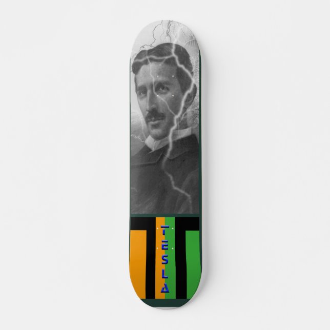 Tesla blixtmanen old school skateboard bräda 18 cm (Framsida)