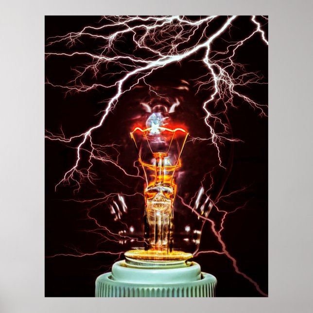 TESLA COIL LIGHT BULB POSTER (Framsidan)